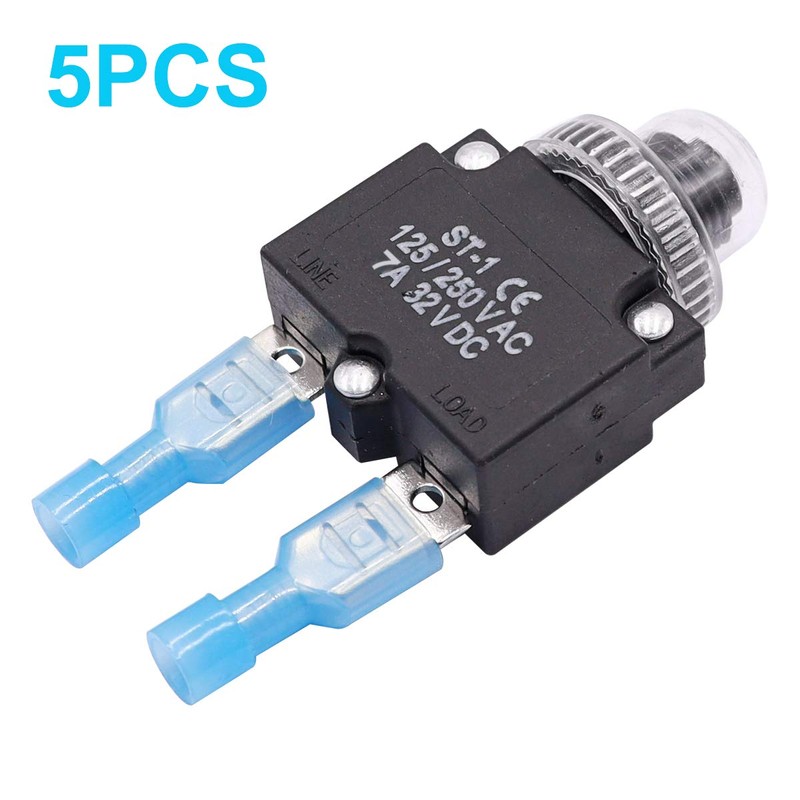 mxuteuk 5Pcs 7Amp Circuit Breakers Push Button Manual Reset 125/250V