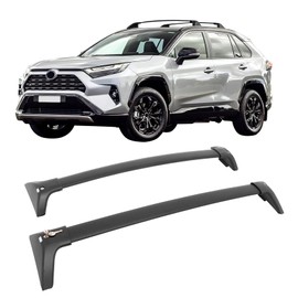 IKON MOTORSPORTS Lockable Roof Rack Cross Bars, Compatible with 2019-2025 Toyota RAV4 (Not Fit Adventure/TRD Off-Road/Woodland Edition), Heavy Duty Aluminum Black Anti-Theft Lock Crossbars