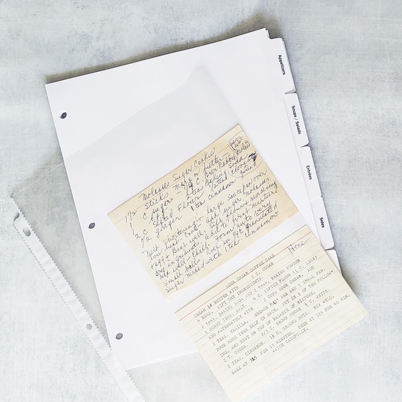 PRE-Printed Recipe Binder Index TAB DIVIDERS – Sets of 10.