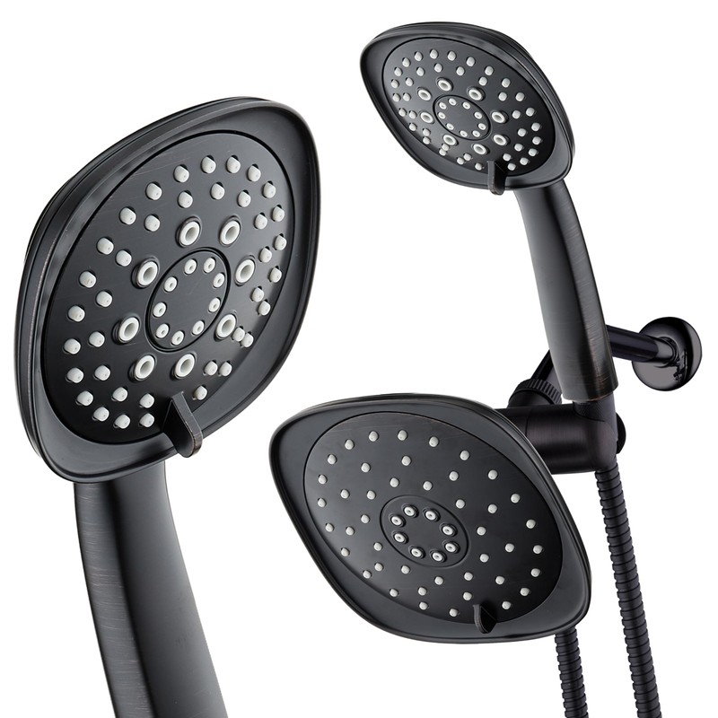 AquaDance Luxury Square High-Pressure Giant 7.3" Rain Shower Head/Handheld Spa
