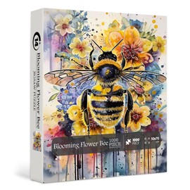 Vintage Bee Puzzles for Adults 1000 Pieces,Animal Plant Flower Puzzle,Retro Nature Floral Jigsaw Puzzle Challenge