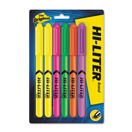 HI-LITER 23565 HI-LITER Pen-Style Highlighter, Chisel, Assorted Fluorescent Colors, 6/Set