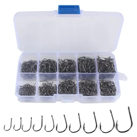 500PCS Premium Fishhooks, 10 Sizes High Carbon Steel Fishing Hooks, Strong Sharp Fish Hook with Barbs for Saltwater/Freshwater (3# -12#)