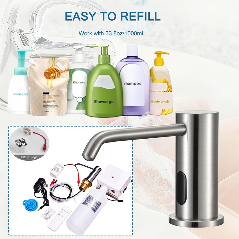 Automatic Soap Dispenser Touchless for Kitchen Bathroom Sink Built in