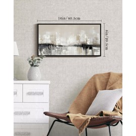 PHOPAGO Black Brown Abstract Framed Wall Art Pastel Landscape Shapes Abstract Illustrations Modern Minimalist Painting Decorative Artwork for Living Room Bedroom 8x16in Black Framed