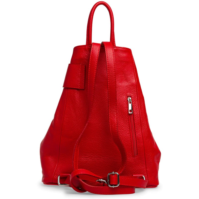 Caspar TL790 Elegant Women's Genuine Leather Backpack - Large, red