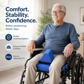 Adjustable Wheelchair Seat Cushion with Positioning Limiter – Pressure-Relief Elastic Pad with Removable Washable Cover for Comfort & Daily Care
