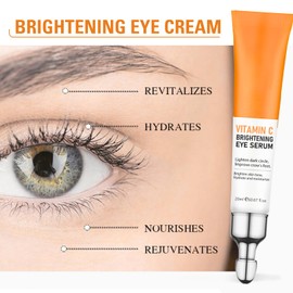 Vitamin C Eye Cream For Puffiness Eyes, Vit C Eye Cream For Dark Circles And Puffiness, Anti Wrinkle Vit C Serum For Women/Men Anti Aging (2PCS)