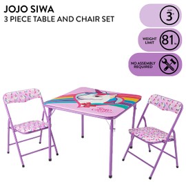 Idea Nuova Jojo Nickelodeon Siwa 3Piece Table Set with 2 Folding Chairs & 1 Table, Ages 3+