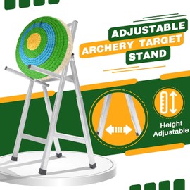 KUAFU Foldable Archery Target Stand, Adjustable Bow Arrow Target Stand, Steel Portable Outdoor Support Stand for Backyard Targets Shooting Practice