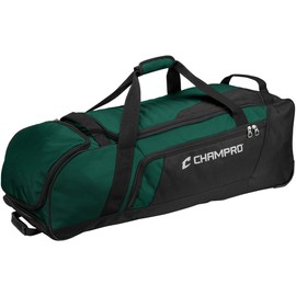 Champro Boss Wheeled Catcher's Bag - FOREST GREEN BODY