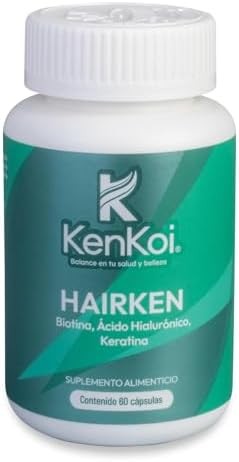 Biotina Ácido Hialurónico y Keratina Hairken 60 cápsulas toma para 1 mes K KENKOI