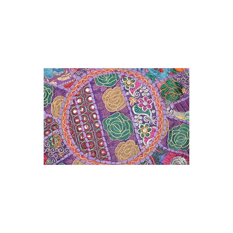 Rastogi Handicrafts Indian Comfortable Floor Cotton Cushion Ottoman Cover Embellished