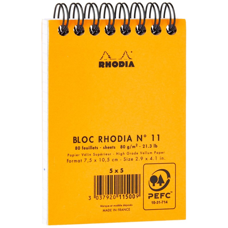 Rhodia 11500C - Spiral Notebook (Full Bound) Orange - A7