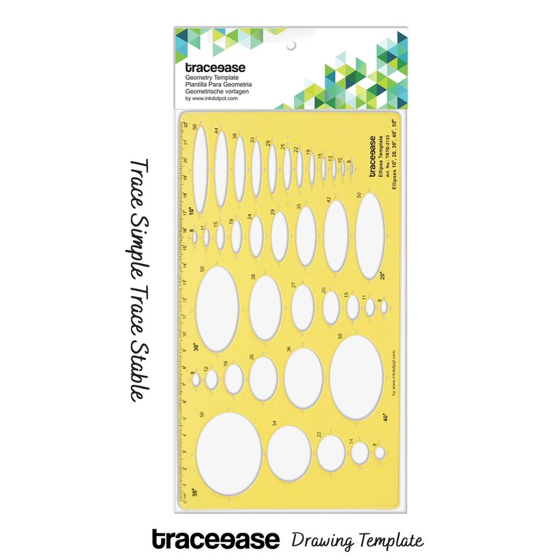 Traceease Geometric Drafting Ellipse Template Drawing Stencil, Designing Template Measuring