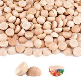 120 Pcs Split Wood Balls Unfinished Natural Half Wooden Balls,Unfinished Split Wood Ball,15mm Unfinished Split Wood Balls,Natural Mini Half Wooden Balls for DIY Projects,Kids Arts,Christmas Ornaments