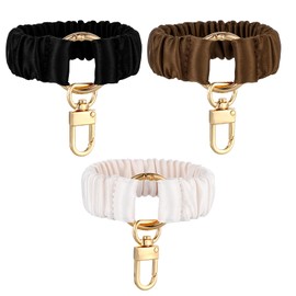 ElevateTech Scrunchie Keychain Wristlet Bracelet, 3 Pcs Stretchy Key Ring Bracelet Wrist Key Chain for Women Elastic Wrist Strap Keychain for Car Keys, Women Gift (Brown, Beige, Black)