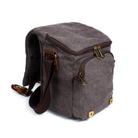 Waterproof Canvas Leather Trim DSLR SLR Shockproof Camera Shoulder Messenger Bag­ (Grey)