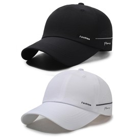 AYPOW 2 Pieces Baseball Cap Unisex Quick Drying Baseball Cap Sports Running Cap UV Protection Lightweight Baseball Cap with Reflective Stripes Running Hat Summer Hat Golf with Adjustable Snapback Men