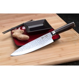 KAN Core Chef Knife 8-inch VG-10 67 layers Damascus Ambidextrous (Hammered VG-10 Blade, Ebony wood handle--upgraded version)