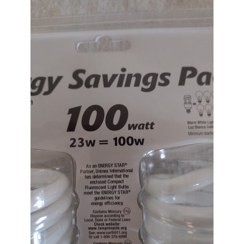 K-lite 100W Equivalent. 4 PACK 2700K Energy Saving Light Bulbs