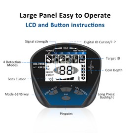 DR.ÖTEK Metal Detector for Adults Waterproof, Professional Gold Detector Kit with Higher Accuracy, 10" IP68 Coil, 5 Modes, Backlight LCD Display, Advanced DSP Chip for Beach Underwater Hunting, Blue