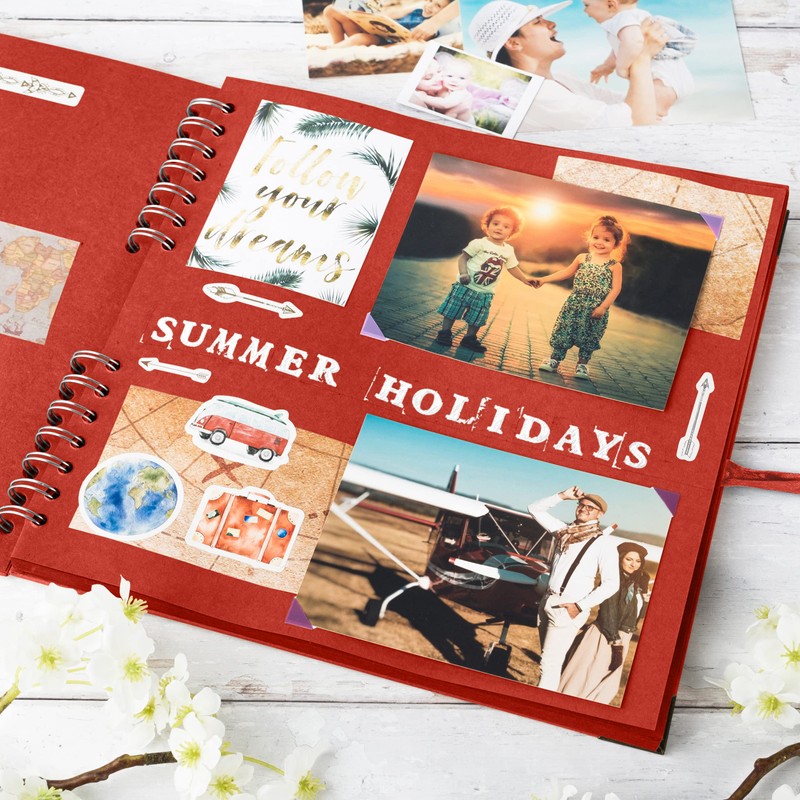 Bstorify 25.4 x 25.4 Cm Scrapbook Album 70 Pages Red