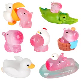 EMPHASISY Mini Capybara Figurines, 10 Pack Miniature Cute Capybara Glow in The Dark Resin Animals for Fairy Garden Bonsai Miniature Landscape Desktop Dollhouse