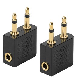 eppfun 2-Pack Fly02 Airplane Airline Flight Adapters for Headphones, 3.5mm Male to 3.5mm Female Stereo Aux Jack Headphone Adapter (2-Pack)
