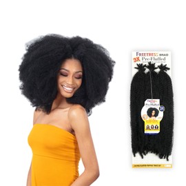 SHAKE N GO Freetress Synthetic Crochet Braid 3X PRE-FLUFFED - POPPIN TWIST 20 inch (4 Medium Brown) 1-PACK