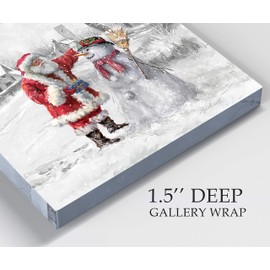 Renditions Gallery Christmas, Canvas Wall Art, Holiday Décor, Angel, Bells, Christmas Tree, Ginger Bread, Egg Nog, Snow Man, Santa, Reindeer - Square 01 - P (24X24, JoyfulSanta)