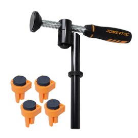 POWERTEC 72167 180° Variable Quick-Acting Swivel Screw Clamp and 4pcs Deluxe Bench Dogs with Grommet Bench Brake Inserts, Fit 3/4" Bench Dog Holes