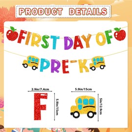 First Day of Pre K Decorations: First Day of Prek Banner Hanging Swirls Centerpieces Balloons First Day of Preschool Decorations for Kindergarten Home Classroom Decor