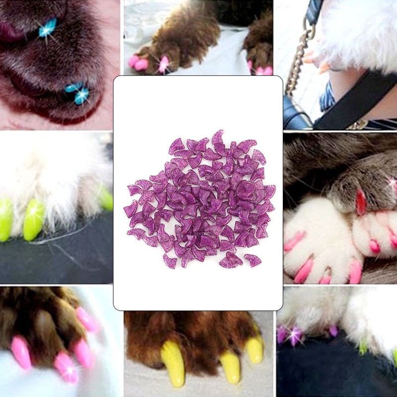 100PCS Durable Pet Cat Soft PVC Nail Cover Paw Claw