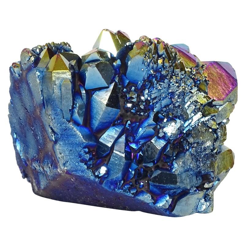 Harmonize Reiki Healing Crystal Rainbow Titanium Coated Cluster Specimen Natural