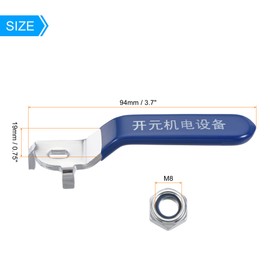 sourcing map Set of 2 Lever Handle Iron Chrome-Plated Replacement Quarter Turn with Plastic Handle Blue for DN20 Ball Valve