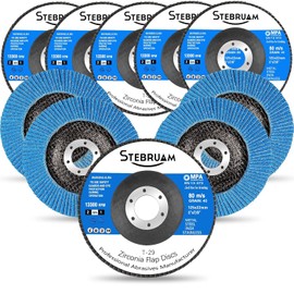 STEBRUAM Flap Discs 125mm, 10 Pack 40 Grit Angle Grinder Sanding Abrasives Disc Zirconia Grinding Wheels for Polishing Welding Joints Aluminum Oxide Type 29 (Blue)