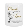 Personalisierte Spardose zur Kommuion, Konfirmation,Firmung oder Jugendweihe, Pusteblumen-Design, Keramik, mit