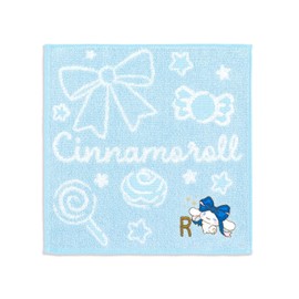 Towel Museum Sanrio Big Ribbon Cinnamon Roll Towel Handkerchief BR Blue Initial R 28-2030070 Approx. 9.8 x 9.8 inches (25 x 25 cm)