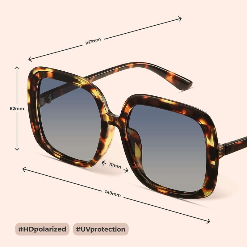 miyya Oversized Polarized Sunglasses Women, Trendy Retro Sun Glasses for