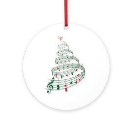 CafePress Christmas Tree with Music Notes and Heart Round Or Round 4" MDF Holiday Ornament