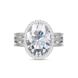 Linawe Silver Adjustable Rings for Women, Birthstone Imitation Diamond Fake Crystal Gemstone CZ Chunky Rings, Vintage Statement Cocktail Rings, Oval Stone Costume Rings