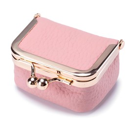 Tasmegol Mini Jewelry Travel Case Small Genuine Leather Organizer Box Coin Purse (Pink)