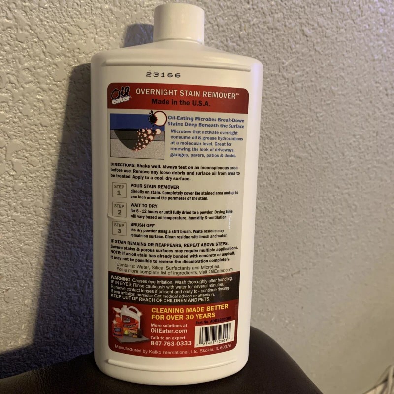 Oil Eater Overnight Stain Remover for Cleaning Oil Stains on