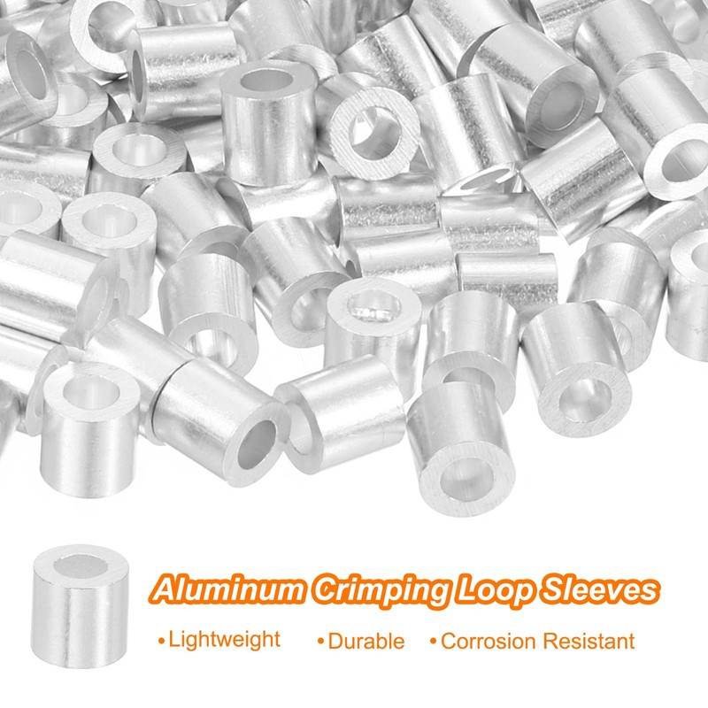 sourcing map 120Pcs Aluminum Crimping Loop Sleeve for 1/8" Diameter