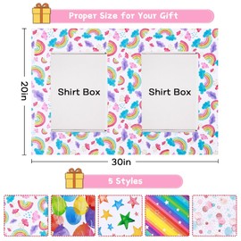 BBLIKE Children's Gift Wrapping Paper, 5 Sheets of Birthday Wrapping Paper, 70 x 50 cm, Animals Folded Paper for Birthday, Easter, Christmas, Back to School (Colourful Gift Wrapping Paper for