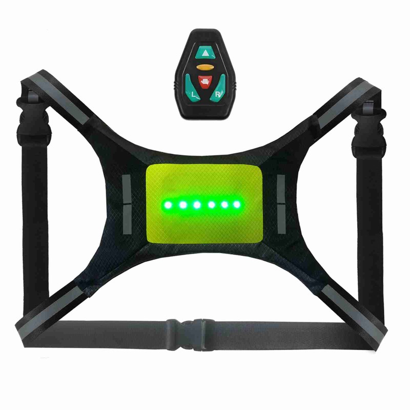 LED Reflective Vest USB Rechargeable Remote Control Turn Signal Light