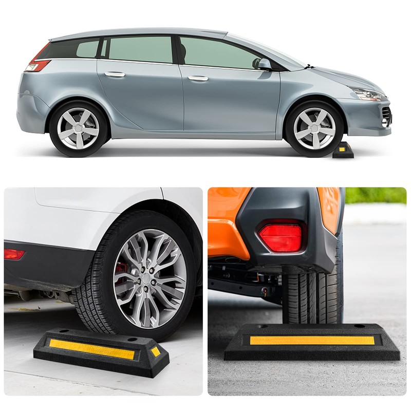 Car Parking Stopper – 2PCs Heavy Duty Rubber Curb Car