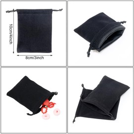 Honbay 3x4 inches Small Velvet Drawstring Pouches Black Velvet Cloth Bags Jewelry Bags Gift Wrapping Bags for Small Jewelry Bracelet Headphones Keychains Beads Watches (20)