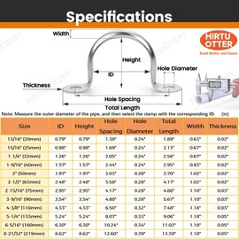 5 PCS 4-3/8 Inch, 304 Stainless Steel Extra Wide Pipe Clamps, Heavy-Duty Two Hole U-Bracket Conduit Clips for HVAC, Electrical, Plumbing, Secures Rigid Pipe/Tube on Wood/Metal/Concrete (110mm)